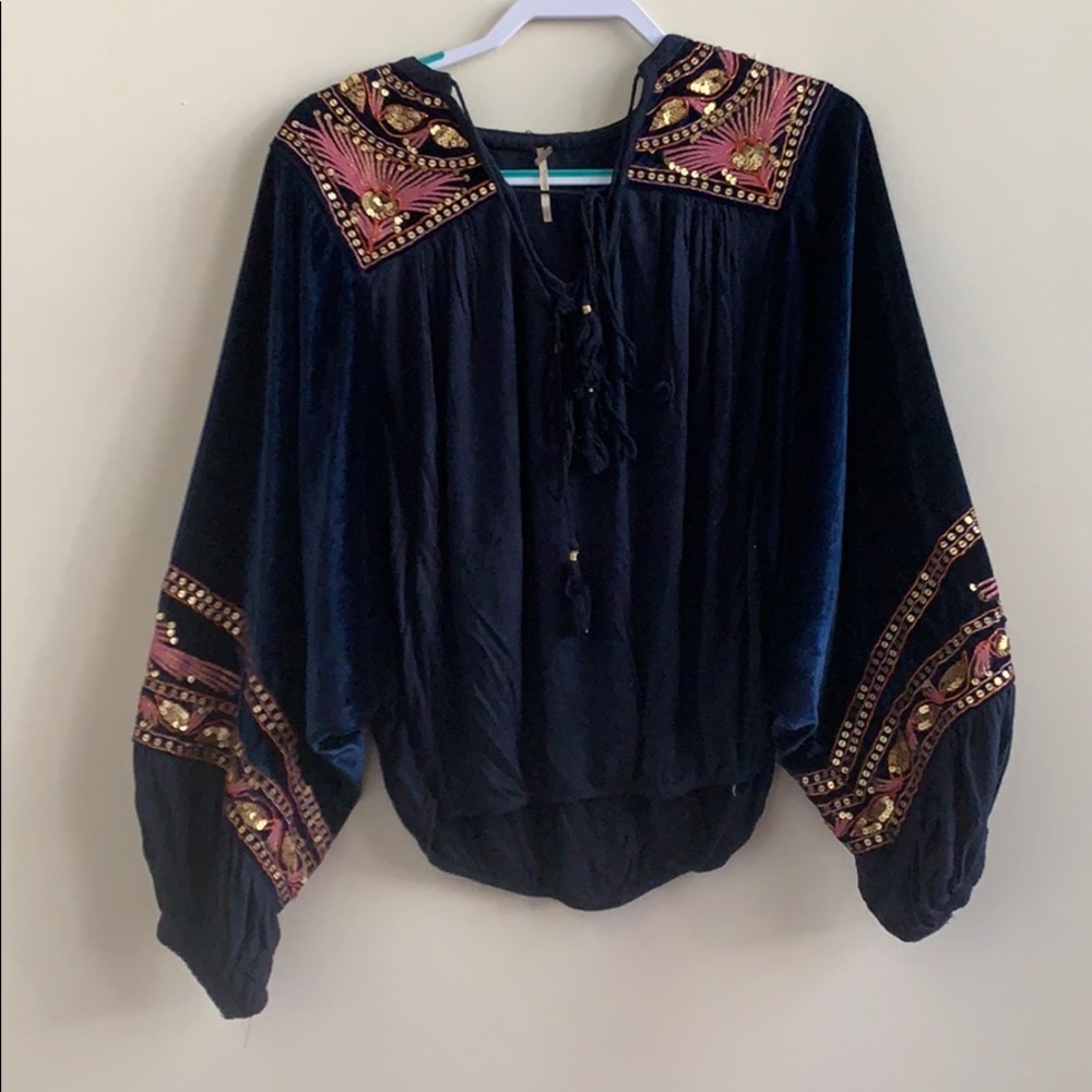 Unique embellished peasant shirt